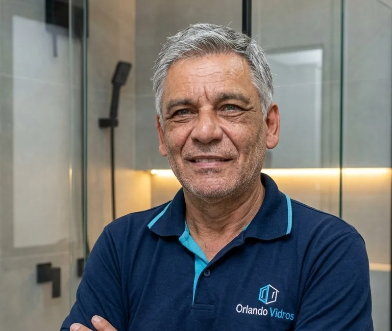 Orlando com a camisa da Orlando Vidros